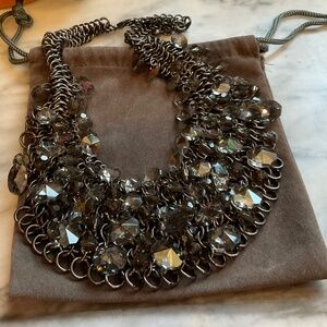 Costume gunmetal statement necklace with charcoal “faux” jewels